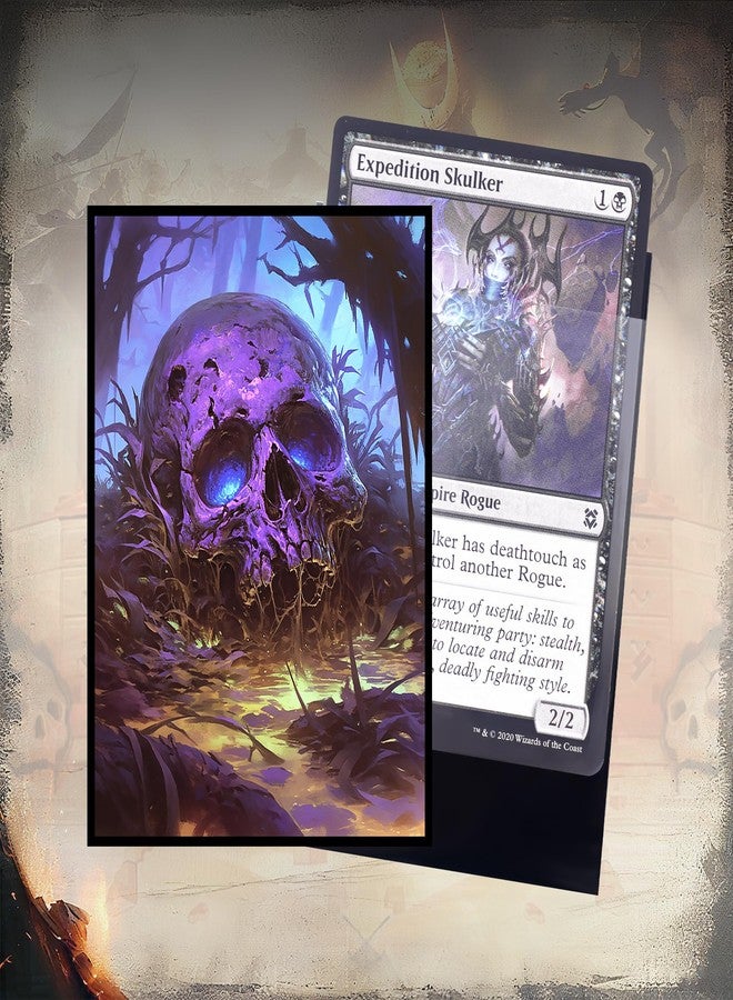 KABINKA MTG Card Sleeves - 100 Standard Size Pack Clear Front & Matte Finish Back with Skull, Premium Sleeves for Magic The Gathering TCG - Image 2